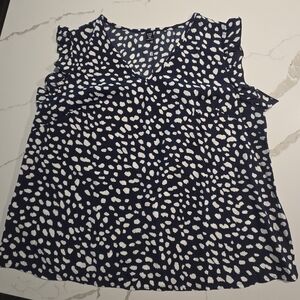 SHEIN Navy and White Patterned Blouse